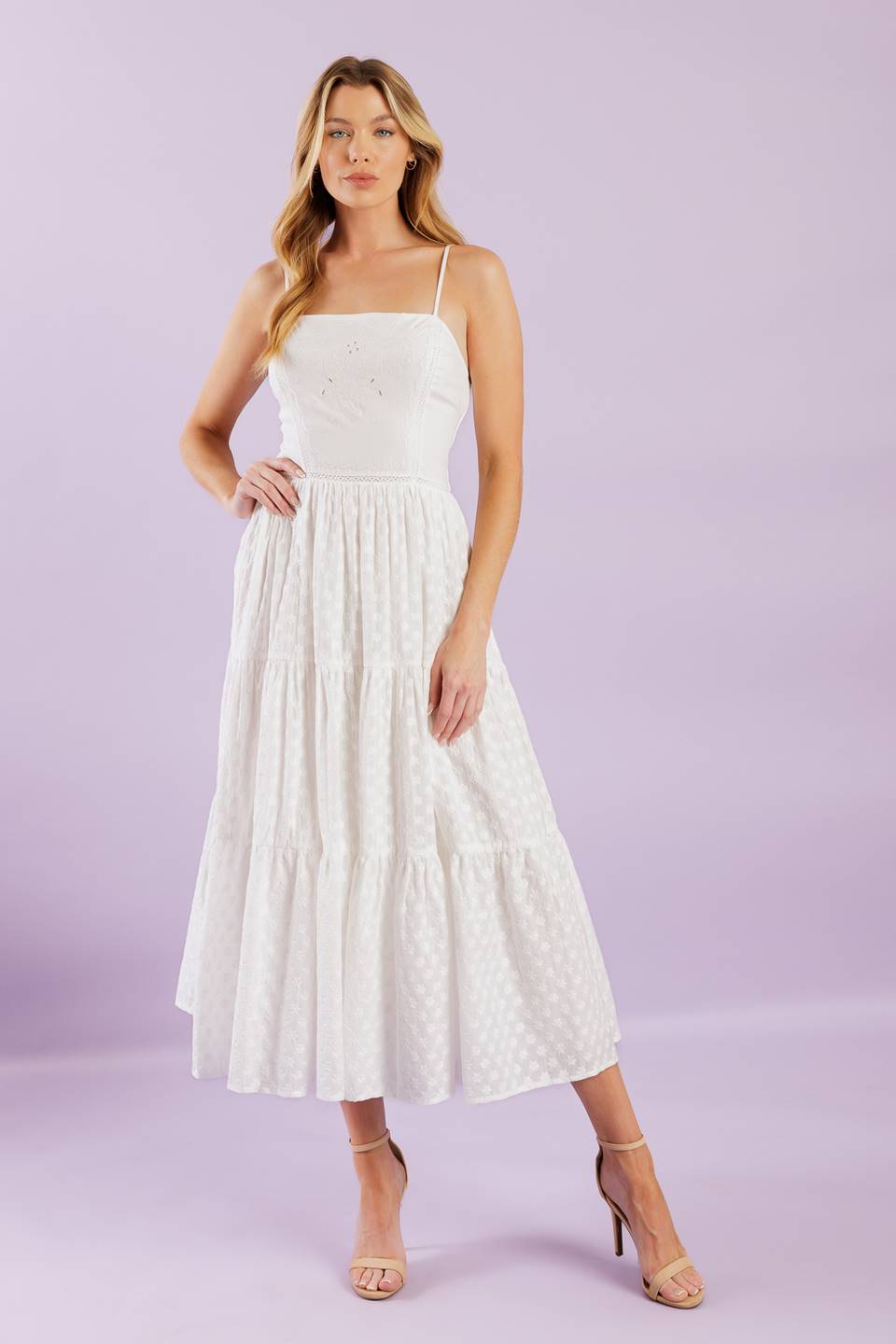 ENCHANTING MOMENTS WOVEN MIDI DRESS Flying Tomato